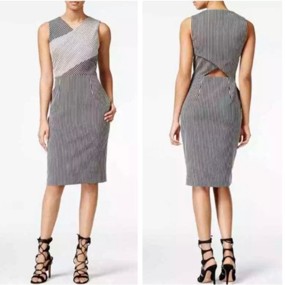Rachel Roy Black and White Striped Sheath Dress Sz 8